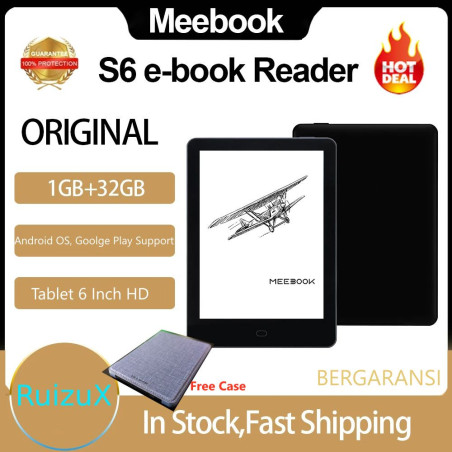 Meebook S6 1/32 GB Ebook Reader E-Ink Original Android Tablet Kindle Murah Manga Komik PDF Buku Elektronik Gratis Case